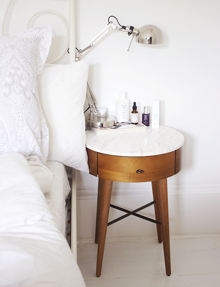 marble side table with drawer