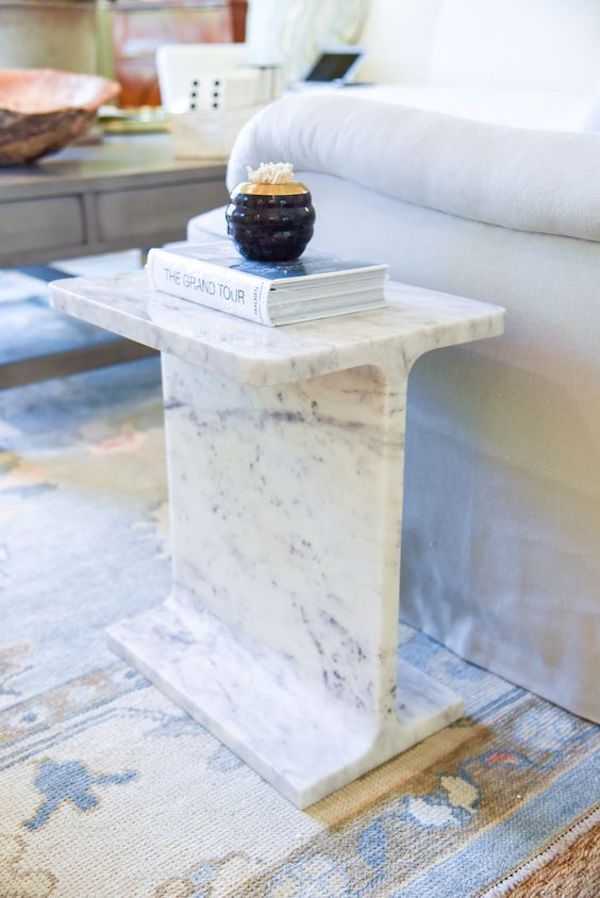 Solid marble block side table