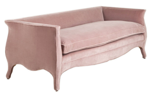 Standard Low-Back French-Style Sofa, Light Pink
