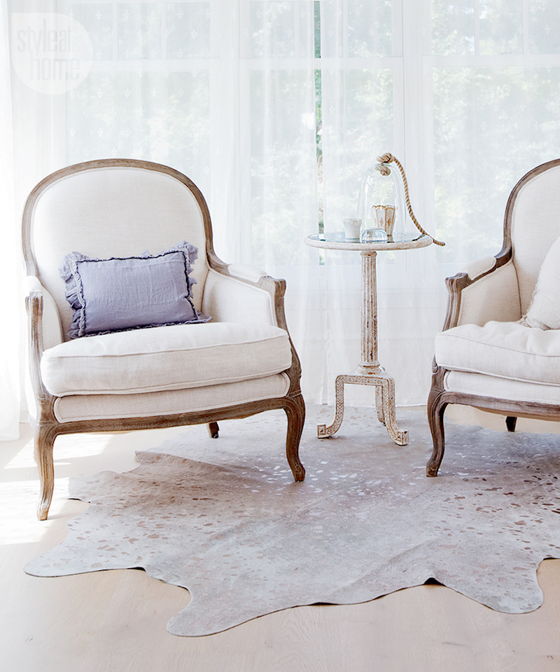 Twin White French Bergere Chairs