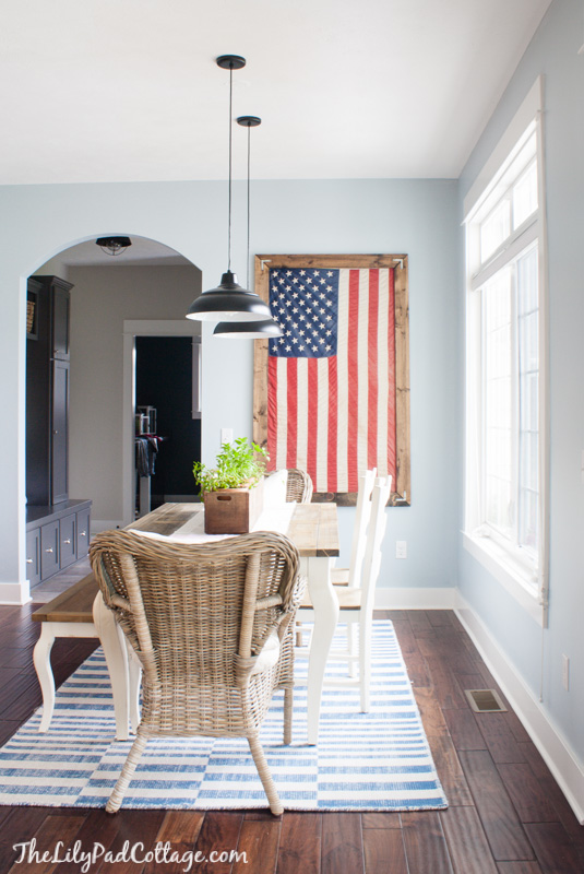 American Flag decor in dining room via The Lilypad Cottage