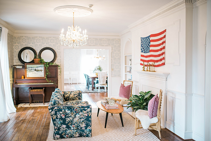 American flag living room