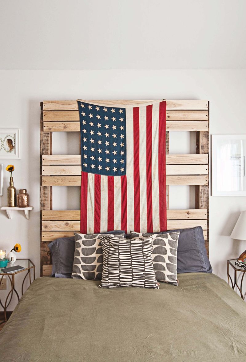 American flag on palette headboard via ABM