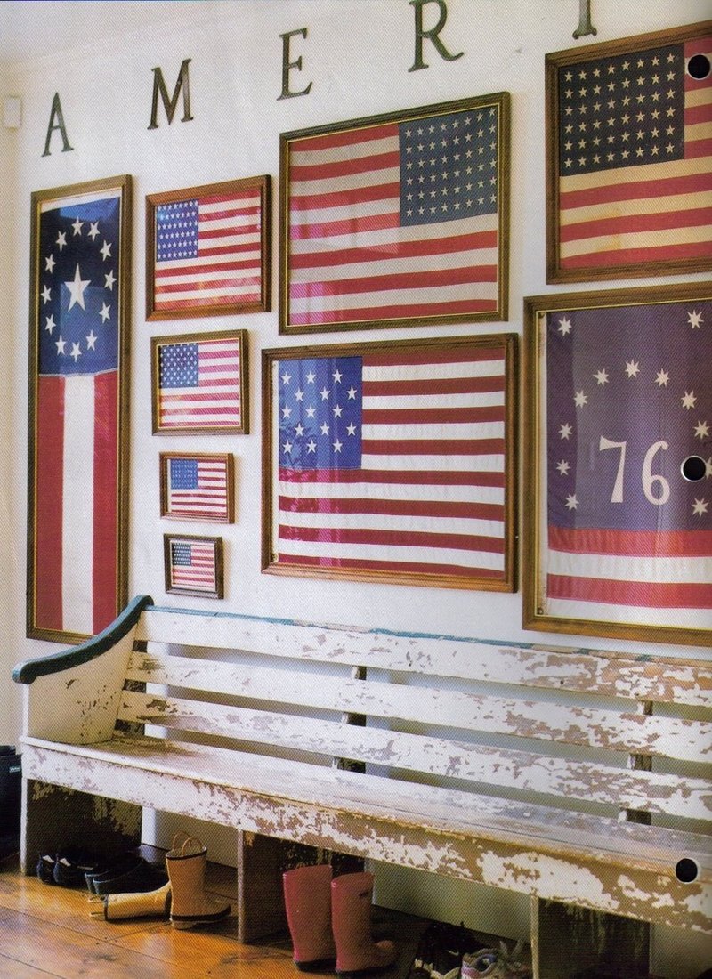 Gallery wall of American flags via Apartment Therapy