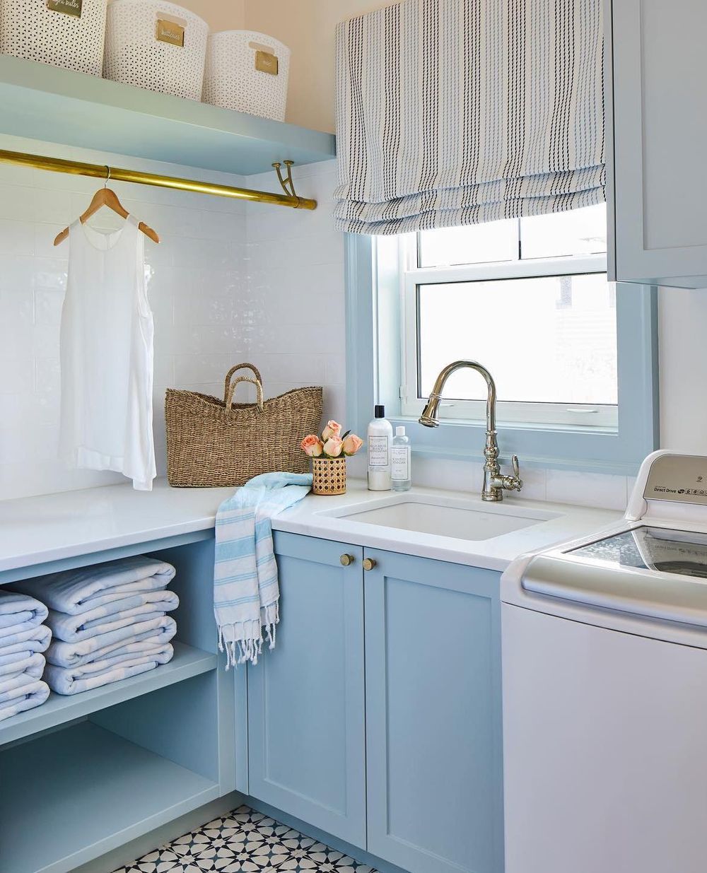 Blue towels and linens in Laundry room Yarmouth blue malonemaison