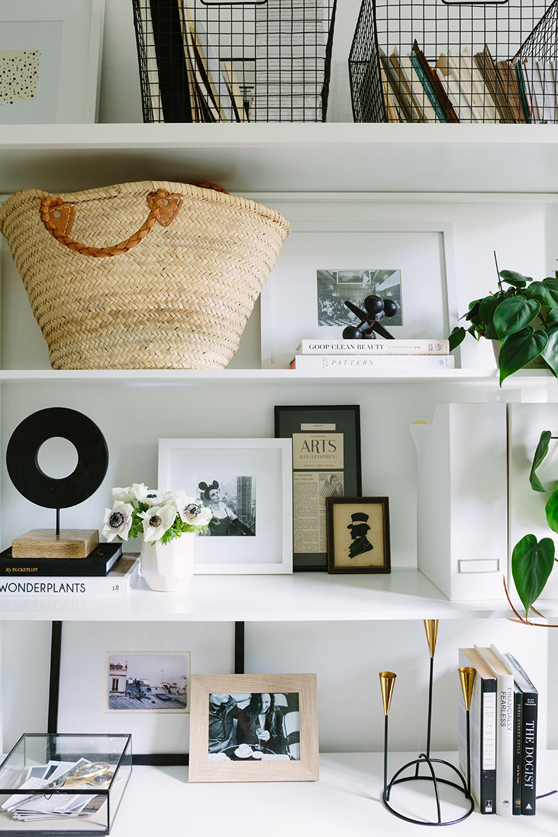 French-Inspired Office Shelf Styling