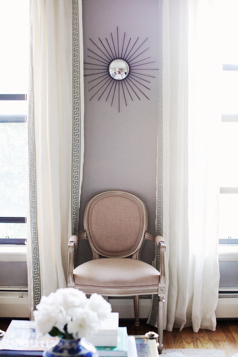 Louis XVI Chair with Purple walls via Nicole Gibbons So Haute