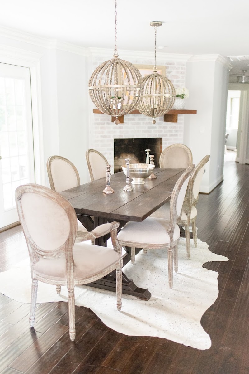 Neutral Distressed Wood Louis Chairs Dining Room via Olive and Tate