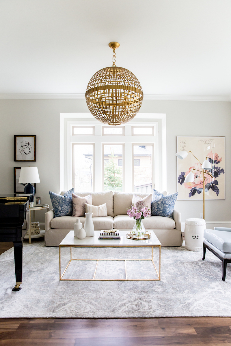 modern living room with beige couch