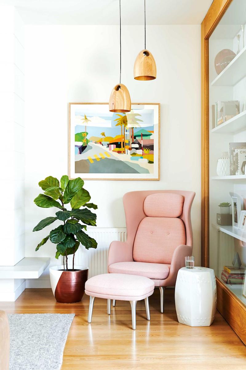 pink accent chairs living room