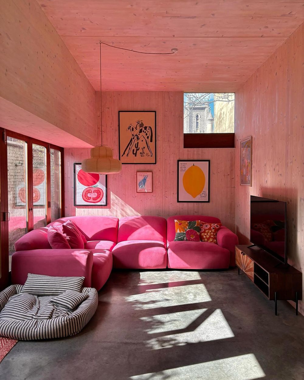 Contemporary hot Pink sofa living room idea @lanawilman