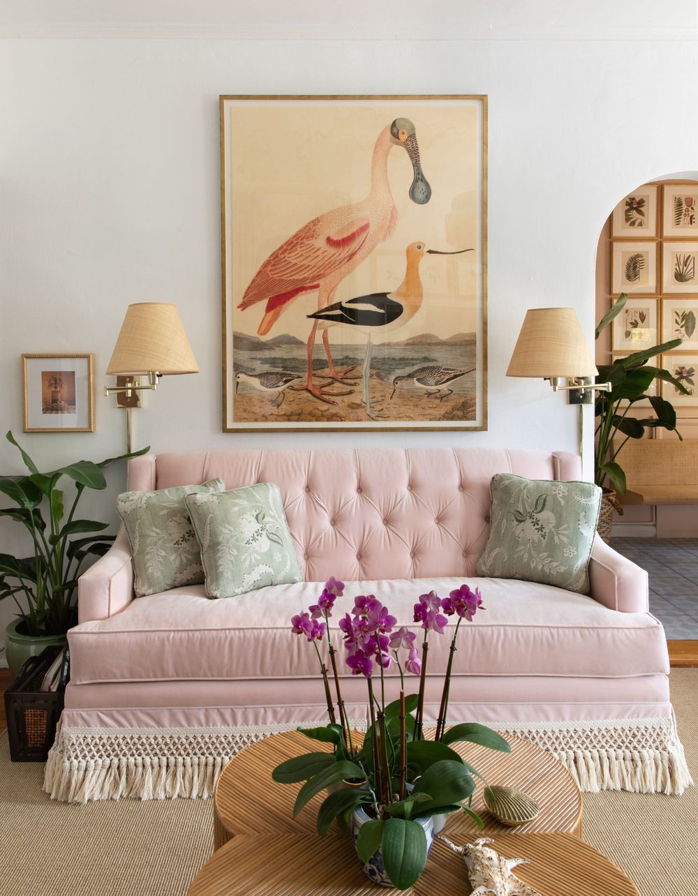Pale pink fringe sofa thestylebungalow