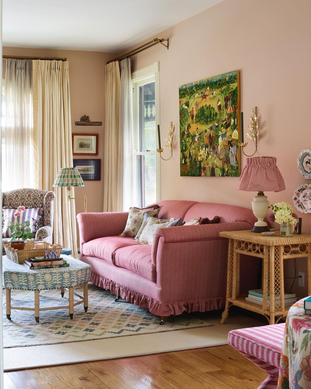 Pink sofa living room sarahbrowninteriors