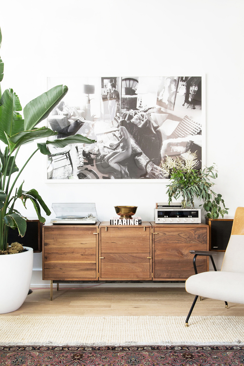 Wooden sideboard living room - Claire Esparros Homepolish home