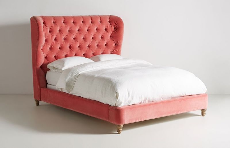 Coral Tufted Wingback Bed