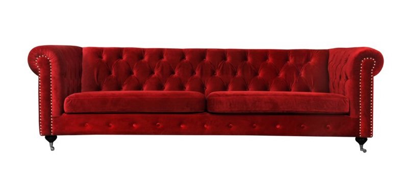 Wide Red Chesterfield Sofa