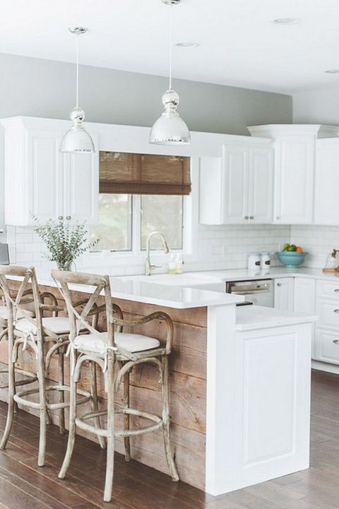 Rustic Bentwood Barstools And Reclaimed Wood On Kitchen Island