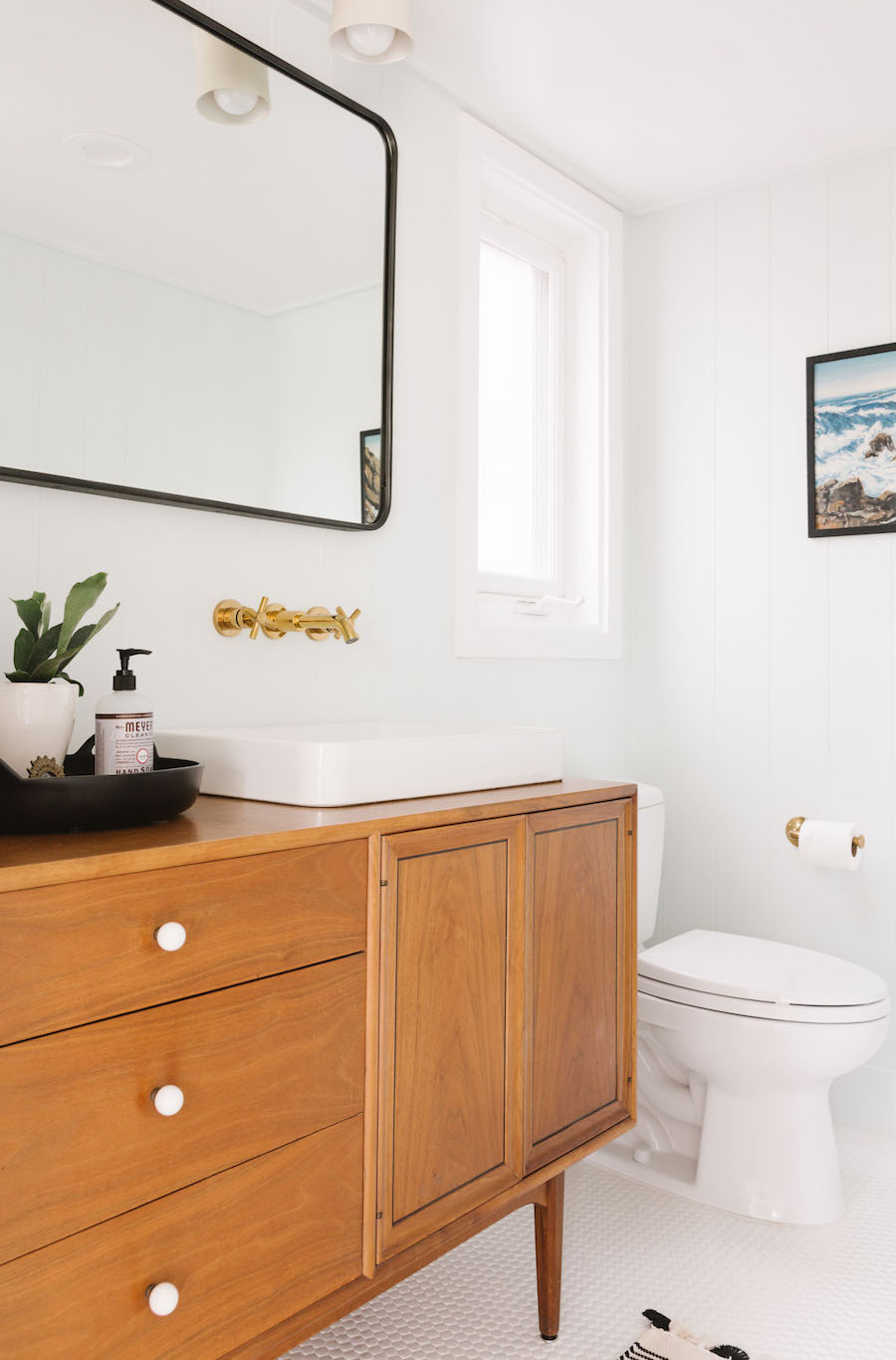 Mid Century Modern Bathroom Vanity With Vessel Sink