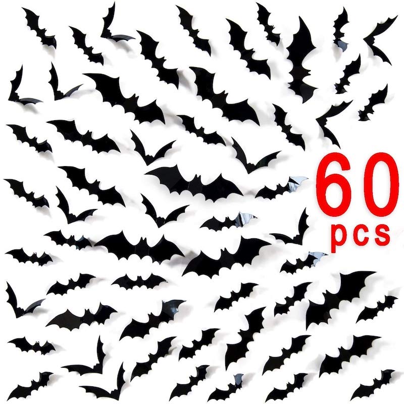 Affordable Halloween Decor   3 Dimensional Bat Wall Decals 60 Pieces