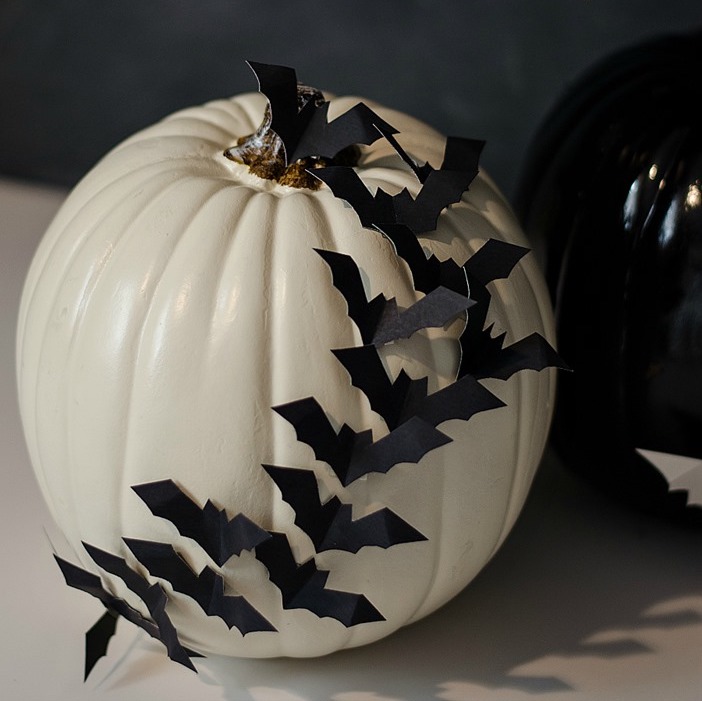 Bats Flying Across A Pumpkin DIY Halloween Decor