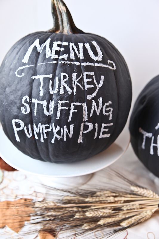 DIY Chalkboard Menu Pumpkins for Thanksgiving via BetterRecipes
