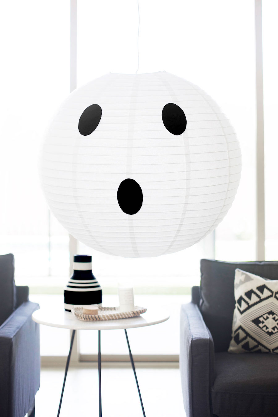 DIY Paper Lantern Ghost Light Halloween Decor