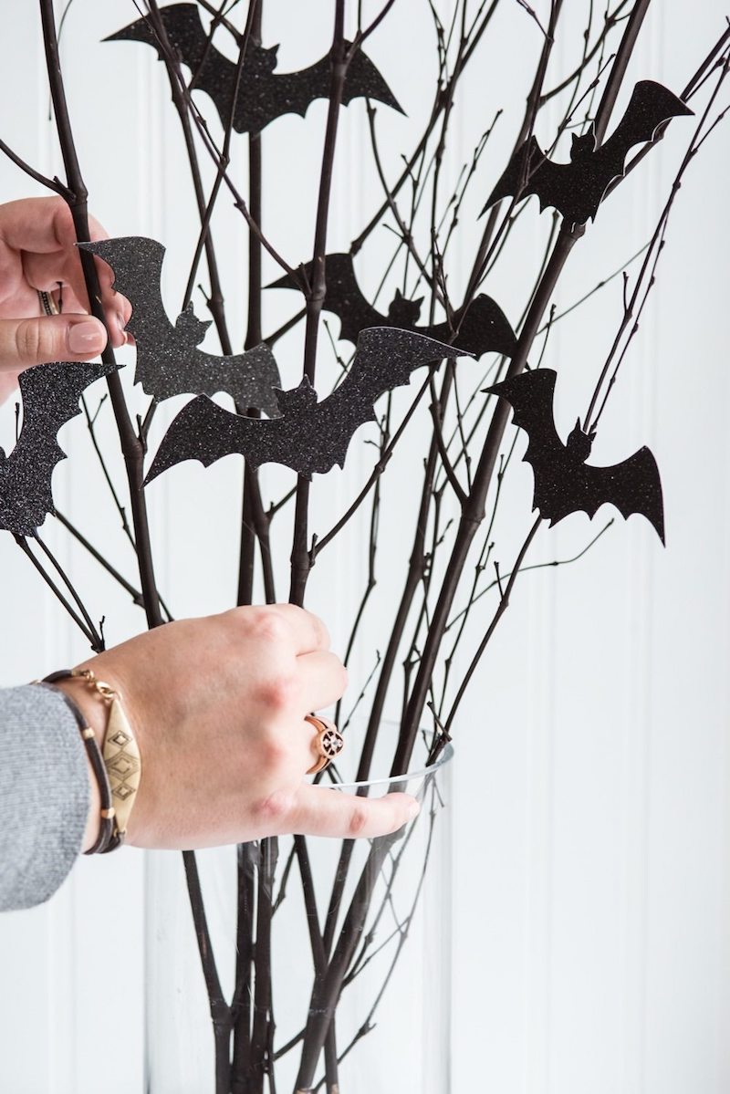 Halloween DIY Bat Branch Centerpiece Project