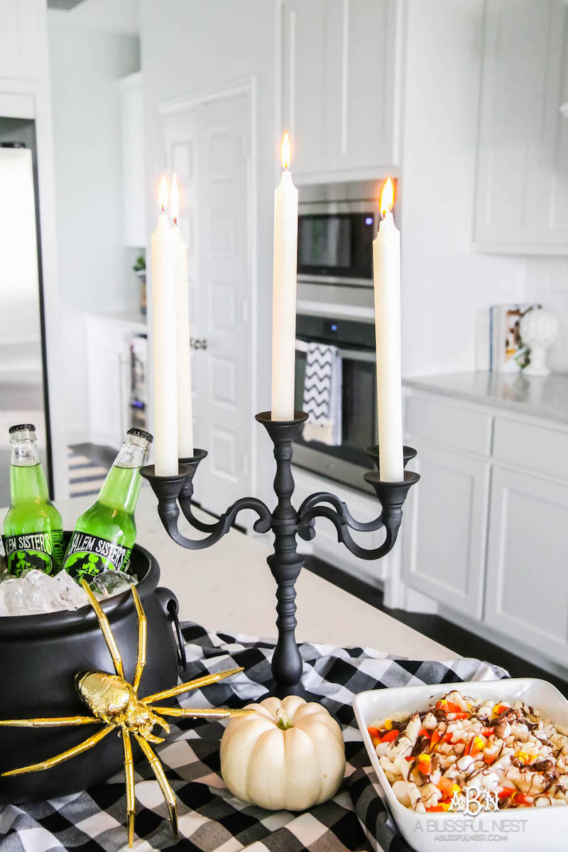 Halloween Decor Ideas Black Candelabra Via A Blissful Nest