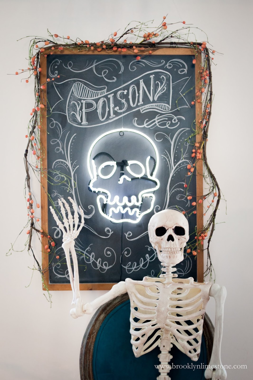 Halloween Decor Ideas Neon Skull Light Via Brooklynlimetone