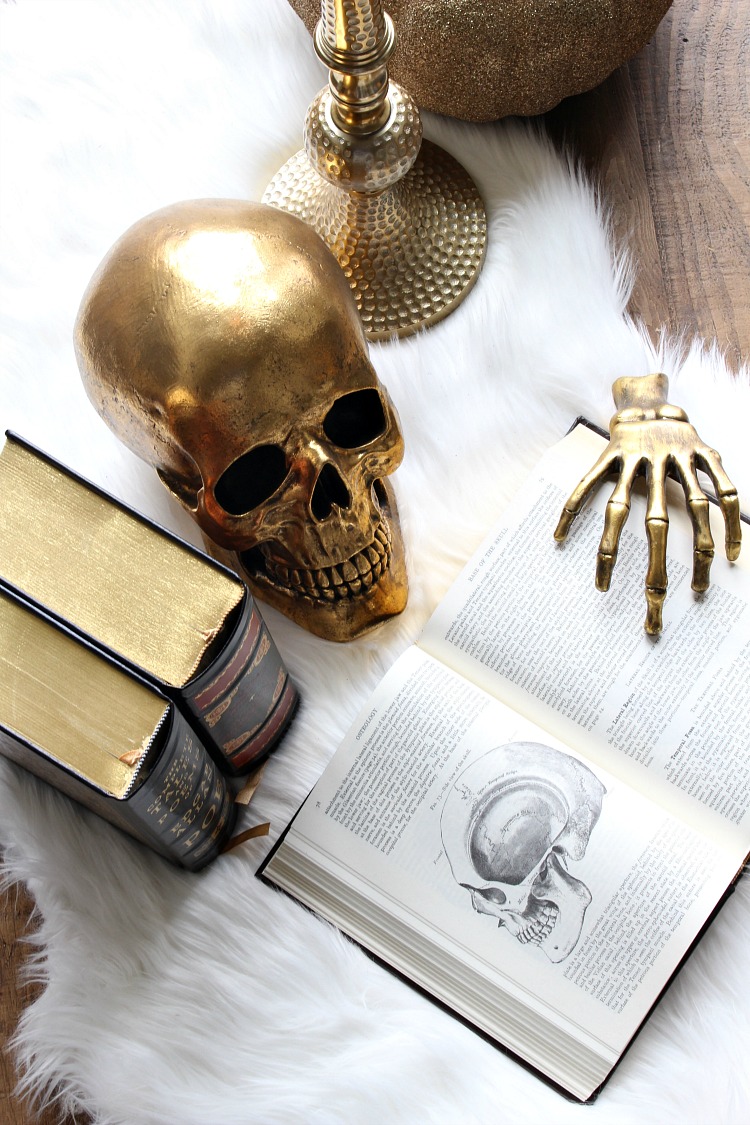 Halloween Decor Ideas Open Science Book With Gold Hand Via House Of Silver Lining