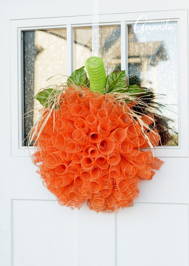 Mesh Pumpkin Wreath DIY Halloween Decor