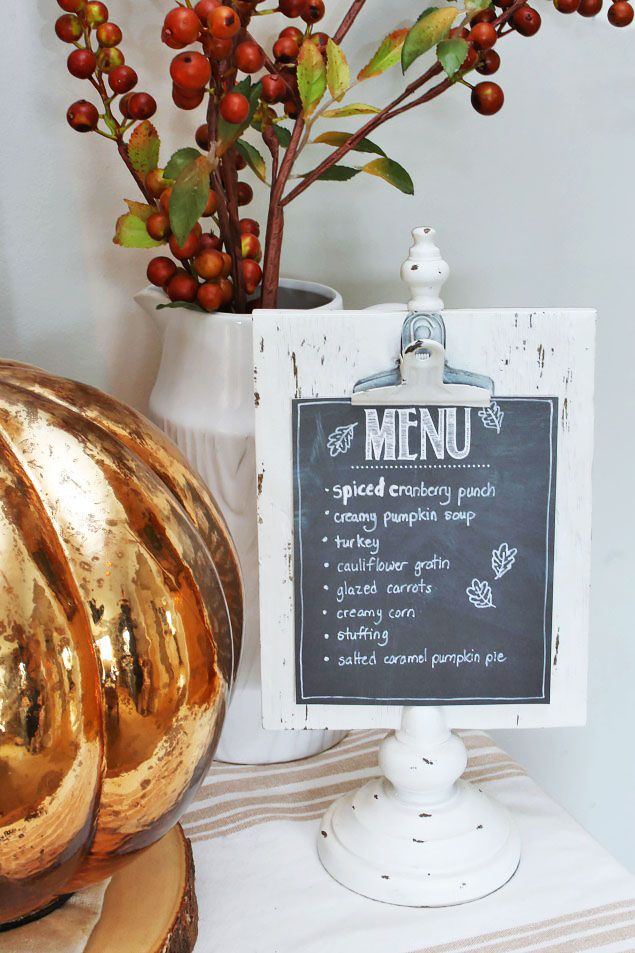 Thanksgiving Menu card decor via cleanandscentsible