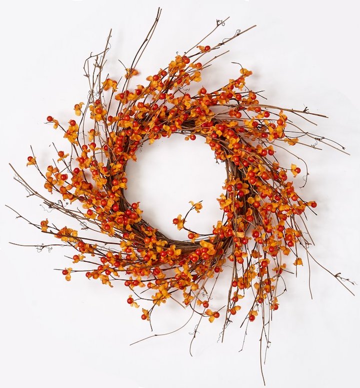 Affordable Fall Decorations Orange Bittersweet On Natural Twig Fall Wreath