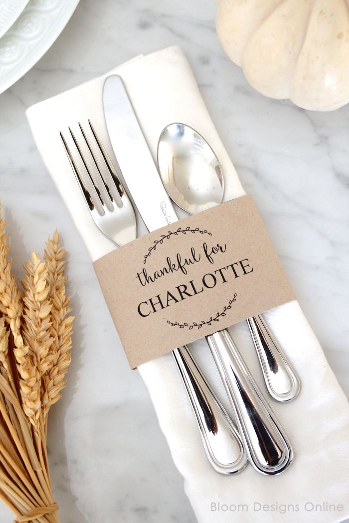 Cardstock Thanksgiving Place Cards & Napkin Holders by Bloom Designs