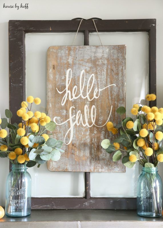 DIY Hello Fall Sign for Console Table via housebyhoff