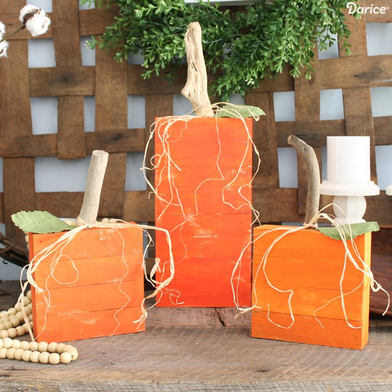 DIY Pallet Wood Pumpkins via Darice