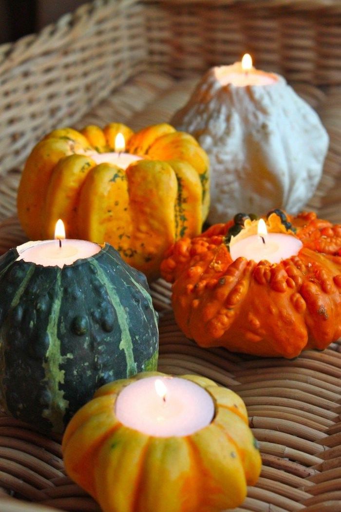 Gourd Candle Holders DIY Fall via Revel