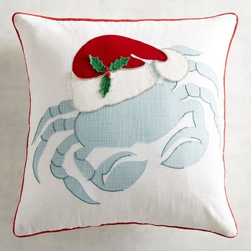 Blue Christmas Crab Pillow from Pier1