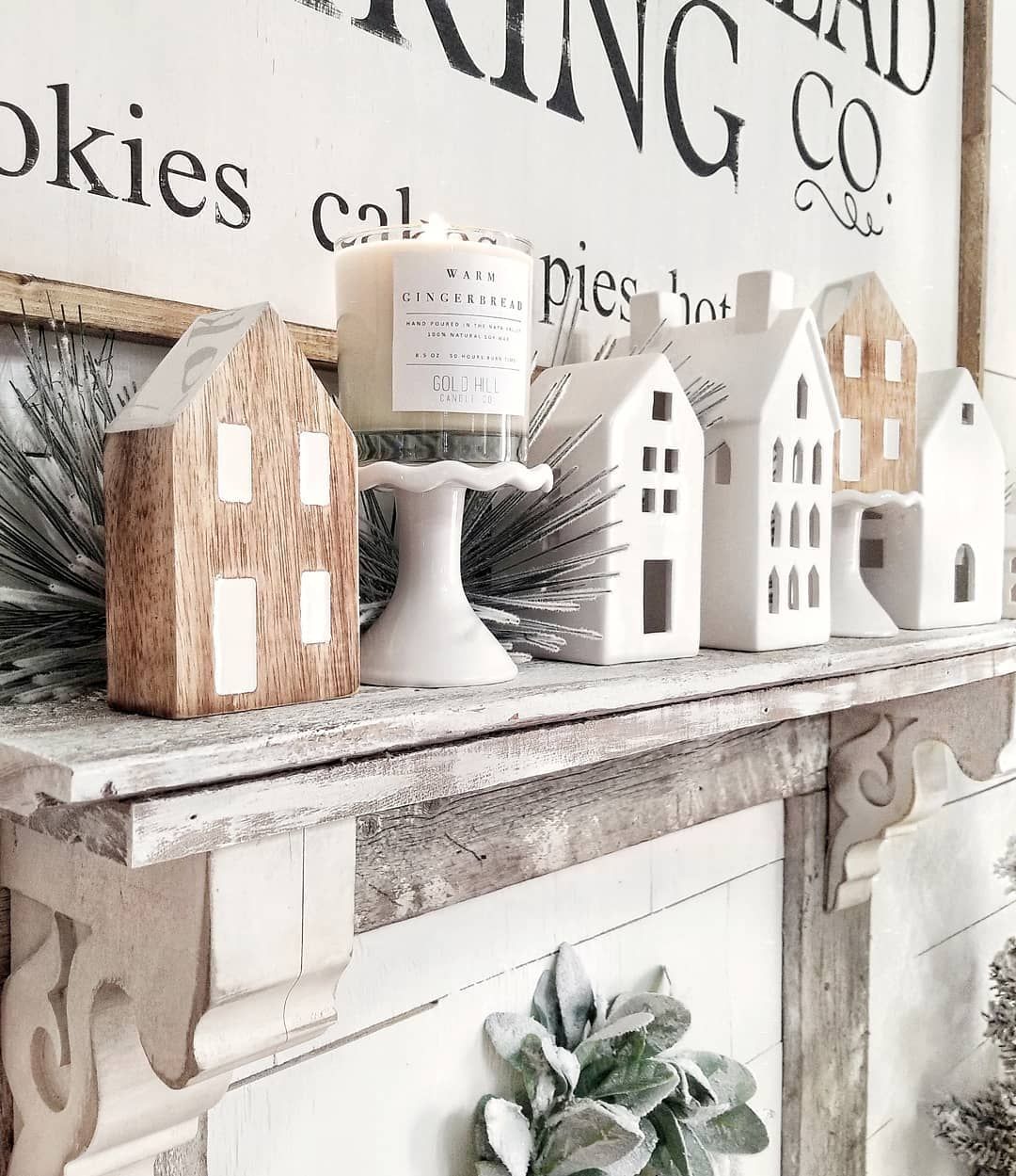 Christmas Village Farmhouse Mantel via @blessed_ranch