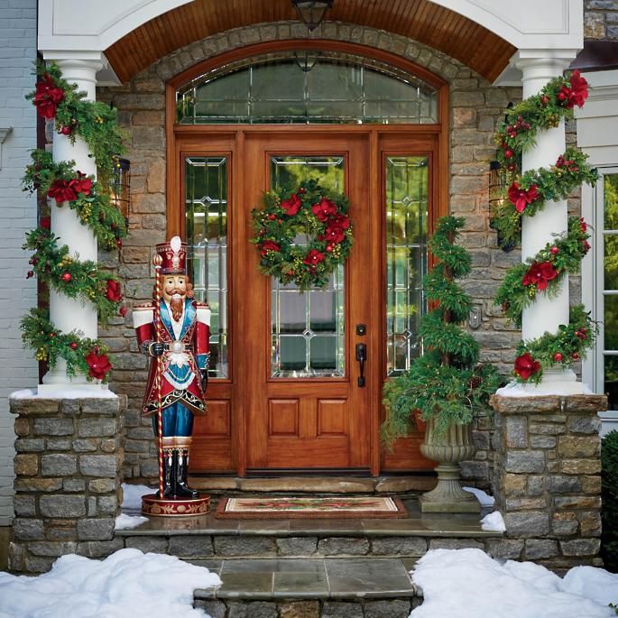 Christmas front door with nutcracker via frontgate 2