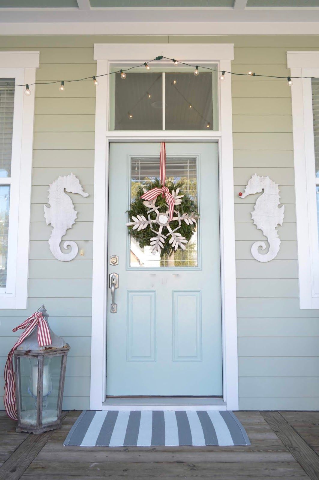 Coastal Christmas Front Door with Seahorses from Quarters1