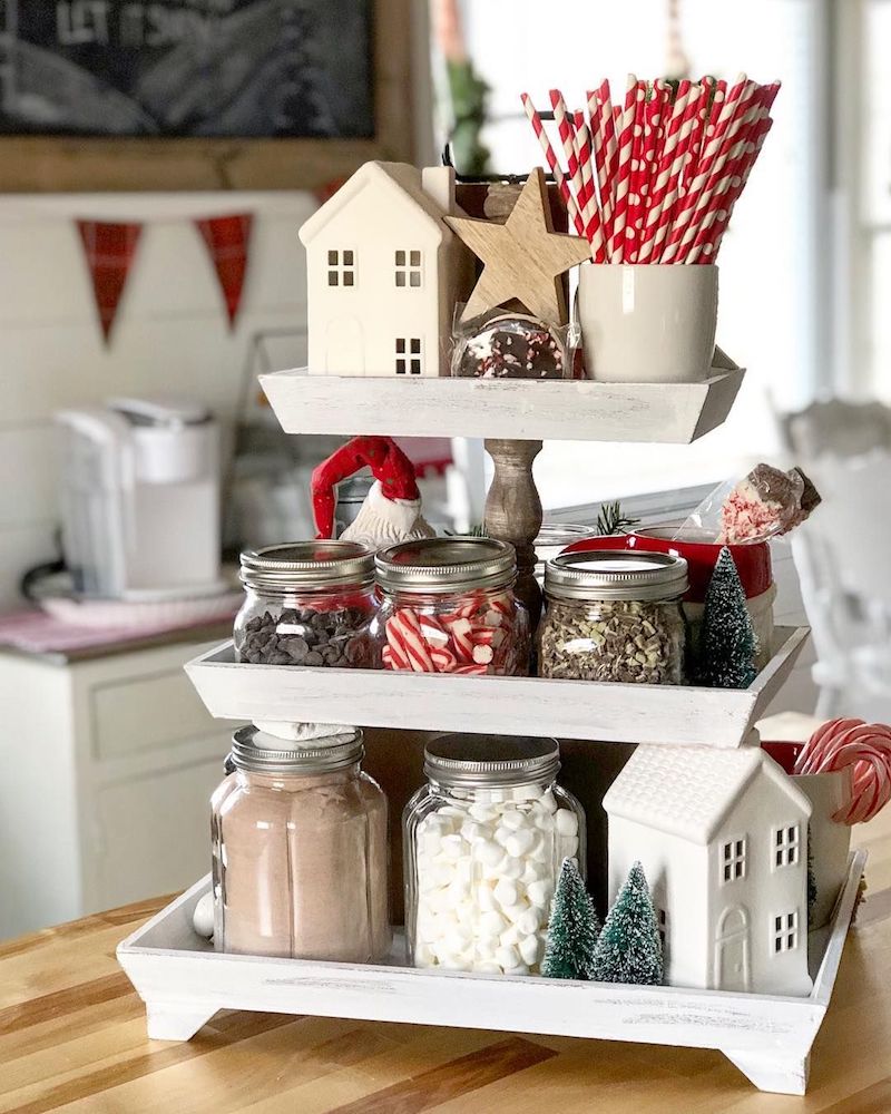 Farmhouse Hot Cocoa Tiered Stand @twistedcottonfarmhouse