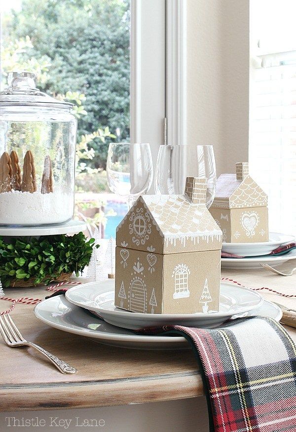 Gingerbread House Table Place Setting for Christmas via ThistleKeyLane