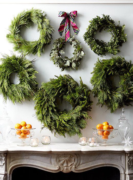 Holiday Greenery Wreath Display via One Kings Lane