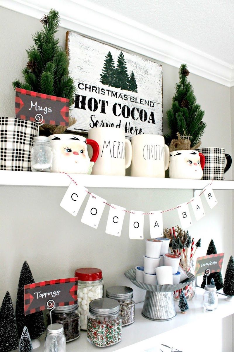 Hot Cocoa Bar Garland and Floating Shelf via nestingblissfullyinteriors