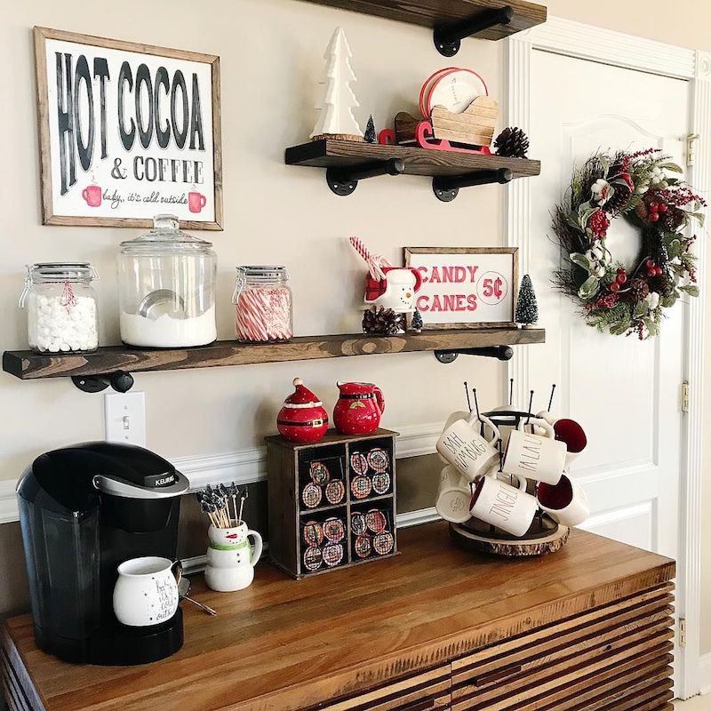 Hot Cocoa and Coffee bar Home decor ideas via @mylifeondoecourt #HotCocoaBar