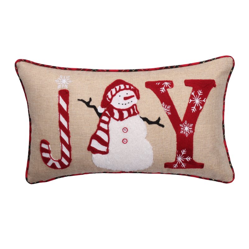 Joy Snowman Lumbar Pillow