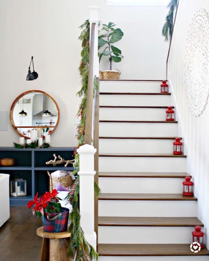 Little Red Lanterns on Every Other Stair via @thriftydecorchick