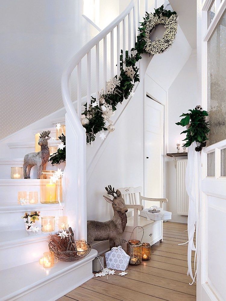 Low-Hanging Christmas Garland on the Stairs