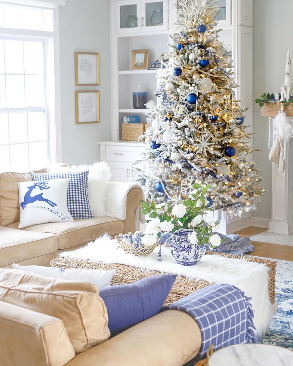 Navy Blue Christmas Tree Home Decor via @sandandsisal